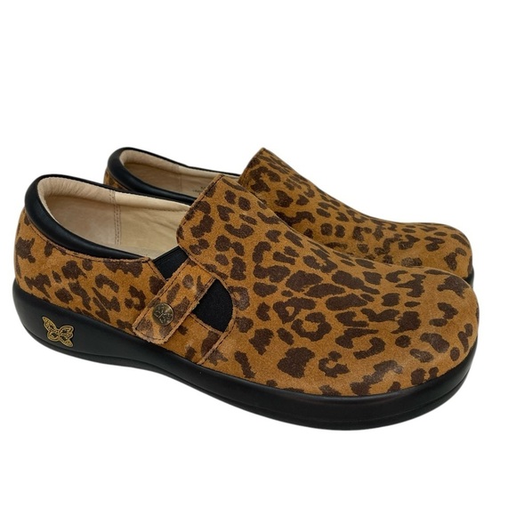 ALEGRIA Shoes Kara Loafer Slip On Comfort Nursing Leopard Print Brown Black - Picture 3 of 13